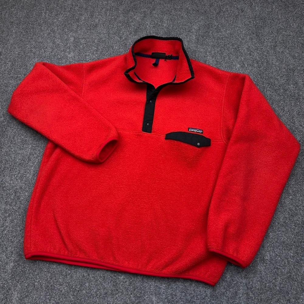 VTG 1992 Patagonia Synchilla Snap-T Pullover Men's Large French Red Made in USA